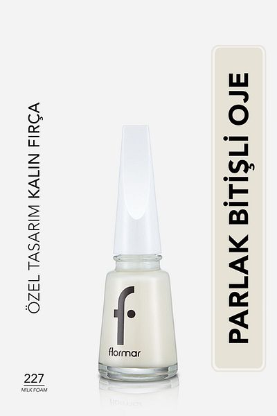 Flormar High Pigmented Shiny Finish Nail Polish - Nail Enamel - 227 Milk Foam New