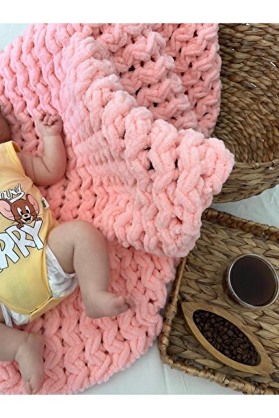 punch passion Alize Puffy Baby Blanket - Welsoft Hand Knitted (1 Mt X 1 Mt)