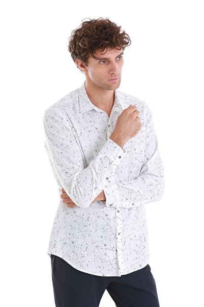 Hatemoğlu Тъмносиня спортна риза с удобна кройка и дълъг ръкав с тънка яка