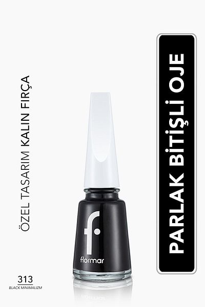 Flormar High Pigmented Shiny Nail Polish -Nail Enamel- Classic Black Minimalism - 8682536035873