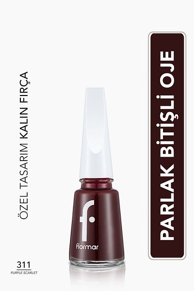 Flormar Klasik Parlak Bitişli Yüksek Pigmentli Oje - Nail Enamel- 311 Purple Scarlet New- 8682536035866