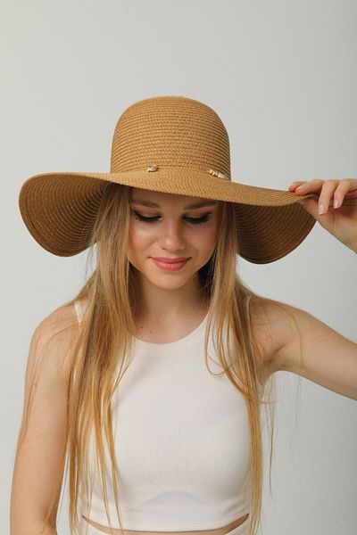 FELLMENS Camel Seashell Detailed Straw Women's Hat