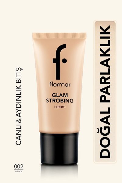 Flormar Brightening Makeup Base (peach) - Glam Strobing Cream - 002 Peach -8690604645916