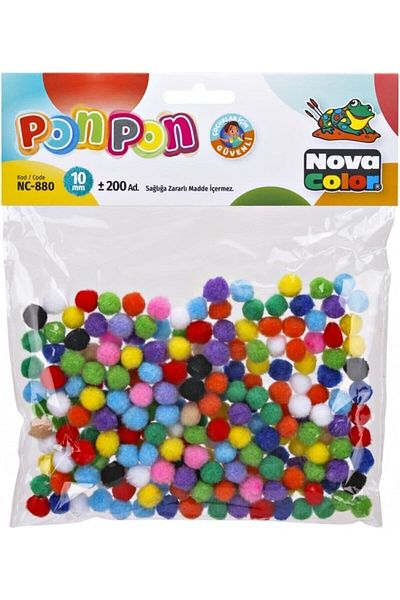 Nova Color Pompom 10 mm - 200 Pieces Nc-880 Model Fabric