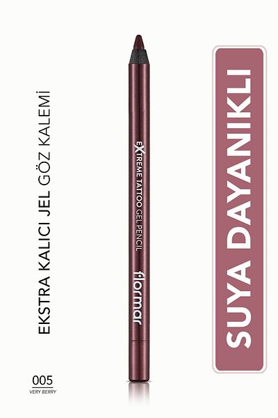 Flormar Matte Permanent Eye Pencil (BORDO) - Extreme Tattoo Gel Pencil - 005 Very Berry -8682536028875