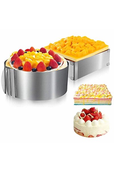 Genel Markalar Yuvarlak Kare Ayarlı Çember 15cm Eğik Spatula 3’lü Pasta Yapım Seti,pasta Başlangıç Seti