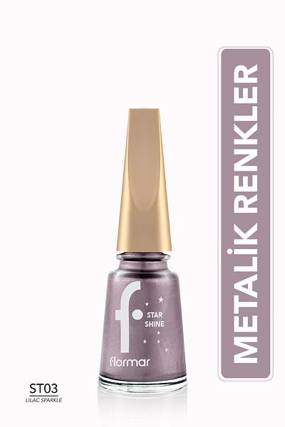 Flormar Metallic Shiny Nail Polish - Star Shine Nail Enamel - 003 Lılac Sparkle-8690604564132