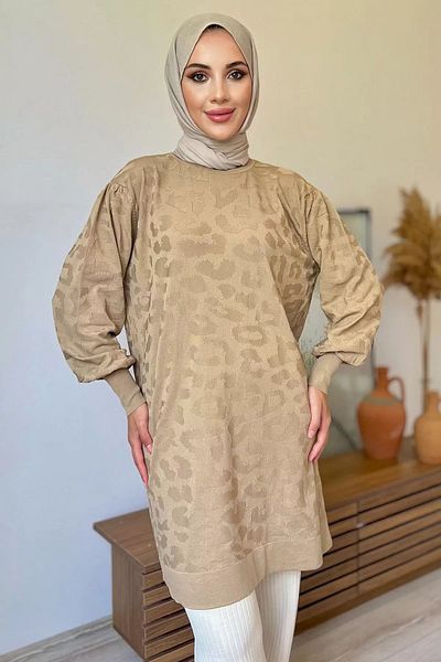julude طاقم الرقبة منقوشة المنك الحجاب تريكو سترة