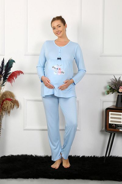 Akbeniz Set de pijamale de maternitate și maternitate albastru - mânecă lungă 45501
