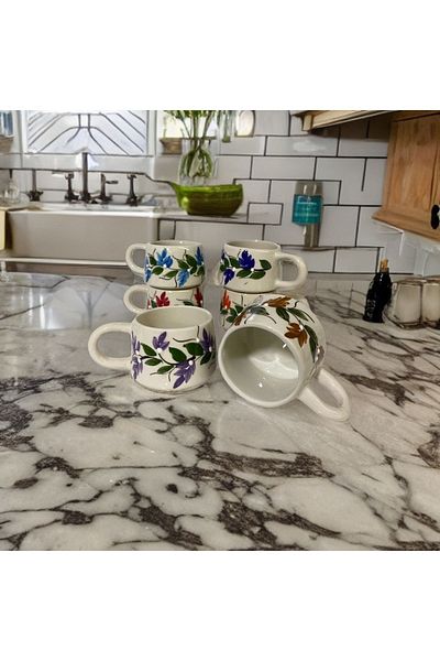 İlbay Çini Takı Grape Lace Mug 6 Pieces 6 Colors