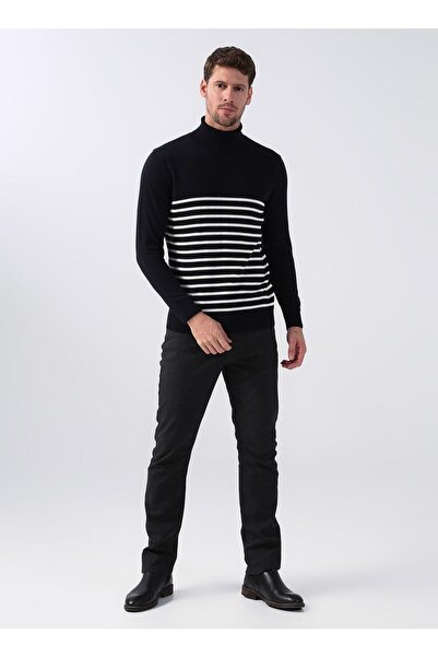 Fabrika Comfort Turtleneck Striped Navy Blue Men's Sweater cm K 22