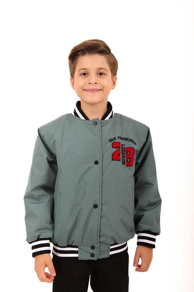 Perendi Boy's Bomber Jacket - 28 Embroidered, Çağla