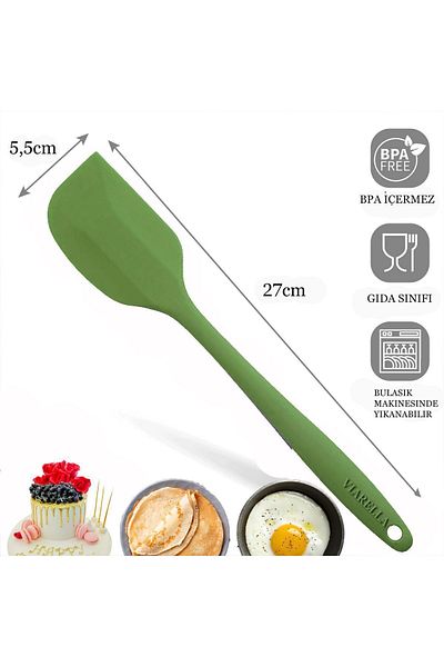 viarella Green Heat Resistant Silicone Spatula - Fireproof and Scratchproof 27cm