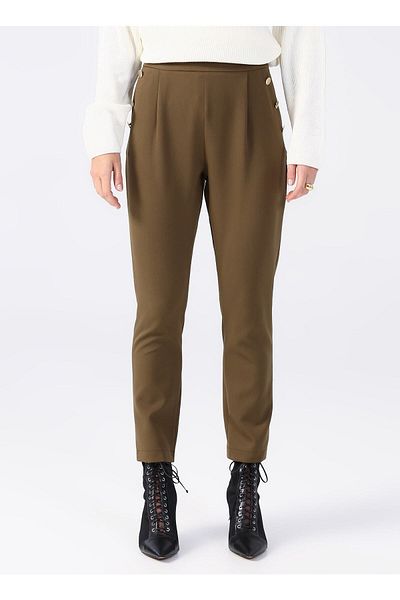 Fabrika High Waist Basic Khaki Women's Trousers
