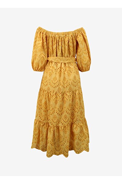 Fabrika Sarı Kadın Straplez Geniş Fit Elbise F4SL-ELB0449
