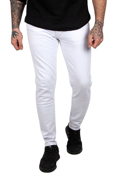 DeepSEA Λευκό Lycra Jeans Skinny Fit Stretchy Denim Παντελόνι 2004157