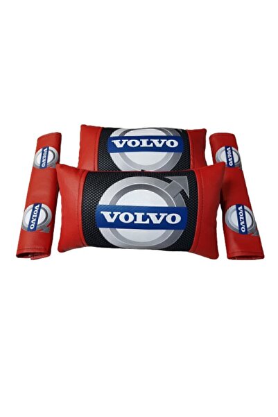 Volvo Kırmızı Lüks Deri Boyun Yastığı Ve Deri Kemer Konforu