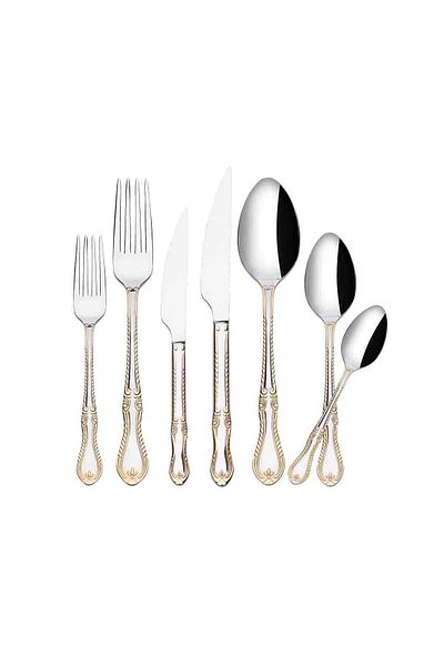 KORKMAZ Hanedan Gold 84 Piece Fork Spoon Knife Set A2563