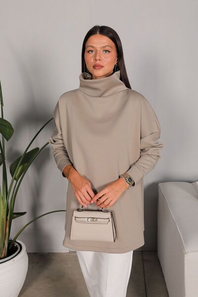 Melike Tatar تونيك سكوبا بحجر داكن 3-5204