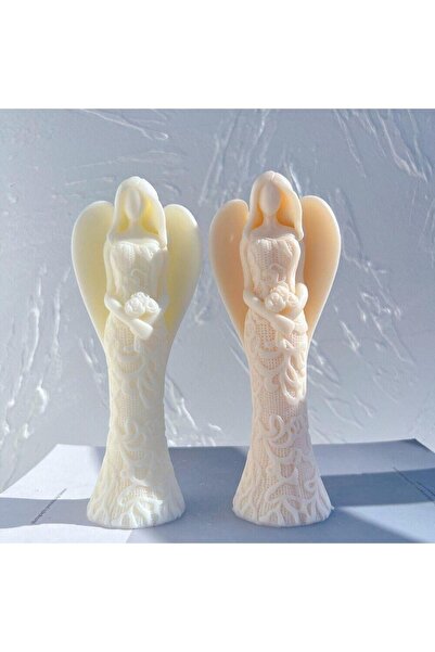 SCA CANDLE Dekoratid Mum Melek Mum Kırık Neyaz (Hafif koyu Krem)Beyaz Renk Lu...