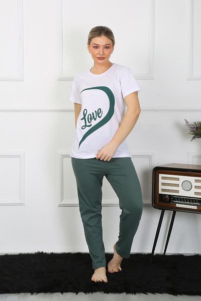Akbeniz Γυναικείο Σετ Πυτζάμες Lover Combined Cotton Cotton White 50127 Price is for single Set