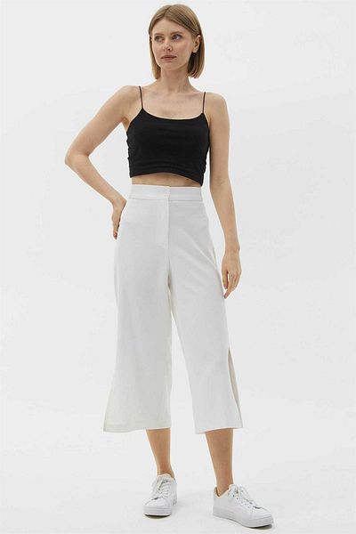 Two Mail Pantaloni cu fante ALBI