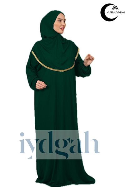 IYDGAH Armanım Luxury One Piece φόρεμα προσευχής - Ευκολοφόρετο, Casual Hijab - Z_Green
