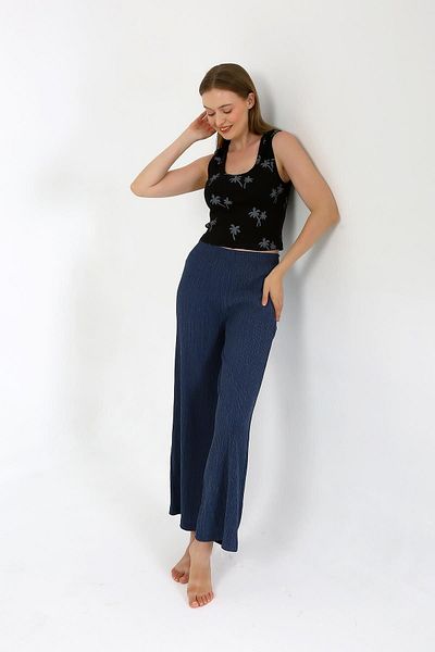 Akbeniz Body și pantaloni largi pentru femei negre - Costum 2 piese 4221