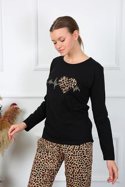 Akbeniz Set de pijamale de damă din bumbac pieptănat cu mâneci lungi - 4129