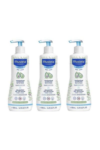 Mustela جل منظف لطيف 500 مل شامبو لحديثي الولادة - 3 قطع