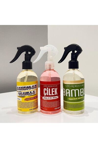 oto kokucum Vanilya Çilek Bambu Esanslı Oda Ve Araba Kokusu 250ml 3lü Set