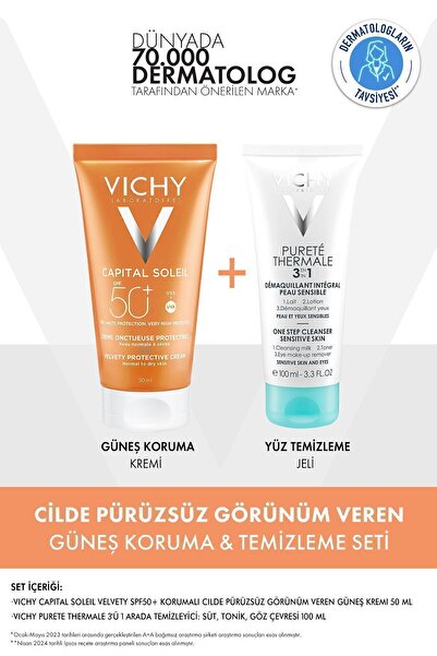 Vichy Cilde Pürüzsüz Görünüm Veren Güneş Koruma & Yüz Temizleme Seti