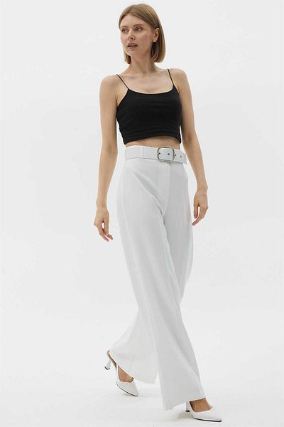 Two Mail Belted Trousers WHITE