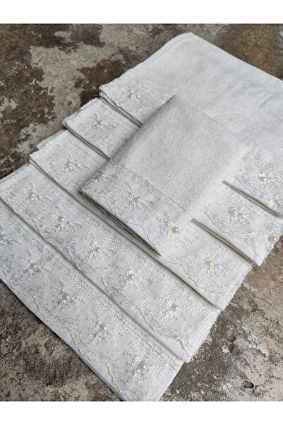 SHUMİNA Set of 12 Fancy Ecru Color Kitchen Towels - for Gift, Circumcision, Wedding, Convoy and Car (30×50 cm)