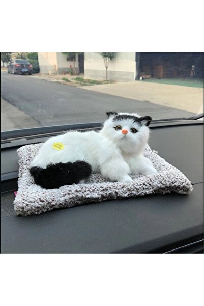 hediyeconcepti Simülasyon Kedi Peluş Oyuncak Aktif Karbon Gerçekçi Kedi Bambu...