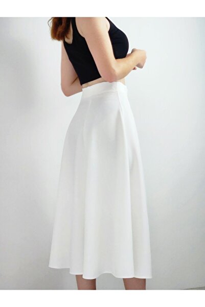 YAXİ White Woven Maxi Bell Skirt - Women