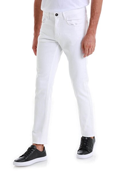 Hatemoğlu White Regular Fit Straight 5 Pocket Cotton Jeans