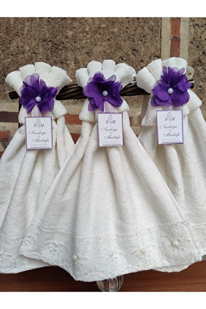 SHUMİNA Set of 12 Fancy Ecru Color Kitchen Towels - for Gift, Circumcision, Wedding, Convoy and Car (30×50 cm)