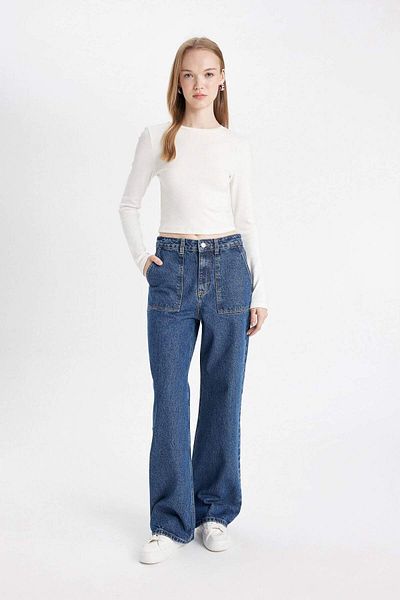 DeFacto Pantaloni cargo lungi cu talie înaltă - C7326ax24au