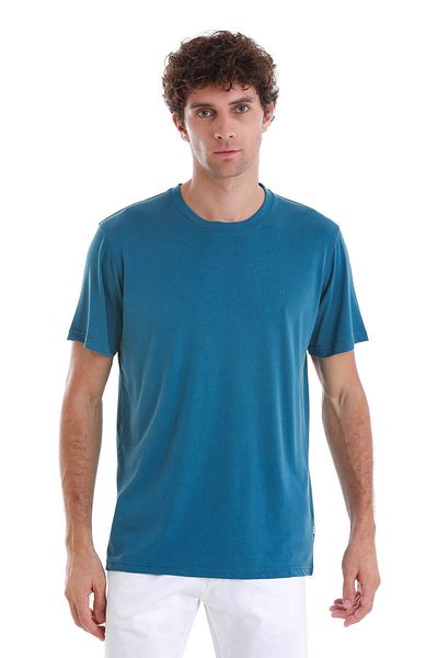 Hatemoğlu Πλεκτό μπλουζάκι indigo Regular Fit Plain Crew Neck