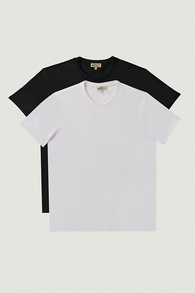 AC&Co / Altınyıldız Classics Ανδρικό ασπρόμαυρο Slim Fit Crew Neck 100% βαμβακερό πακέτο με 2 μπλουζάκια