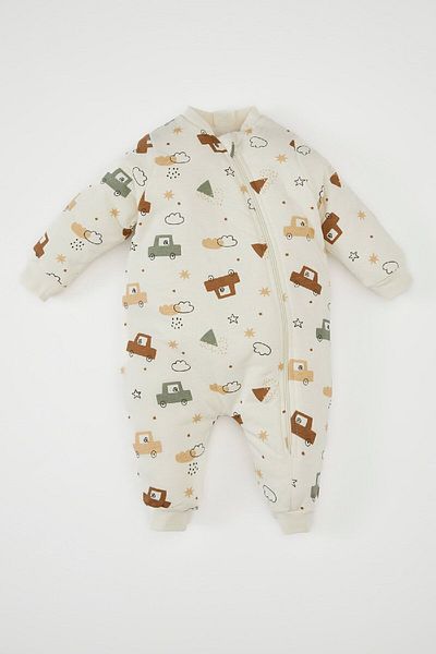 DeFacto 1 Tog Fiber Print Zippered Long Sleeve Sleeping Bag for Baby Boy Newborn - D2446A524Au