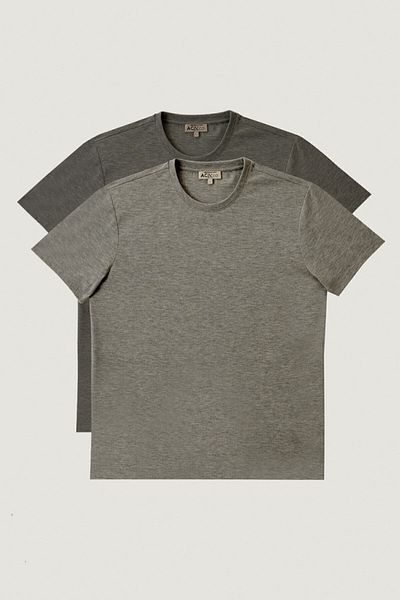 AC&Co / Altınyıldız Classics Ανδρικό ανθρακί-κ.γκρι Slim Fit Crew Neck 100% βαμβακερό πακέτο με 2 μπλουζάκια