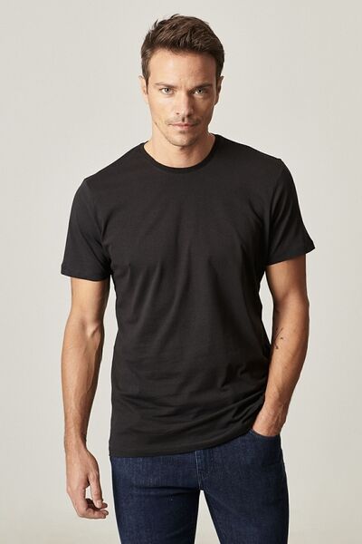 AC&Co / Altınyıldız Classics Πακέτο T-Shirt 3 τεμαχίων για ανδρικό Slim Fit Crew Neck - Μαύρο, Χακί, Γκρι Melange 100% βαμβάκι