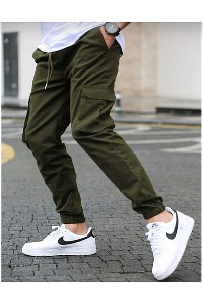 REDSONNE Men's Seasonal Comfortable Jewelled Cargo Pants with Pockets