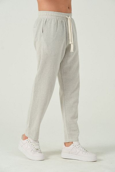 RELAXL Gray Boyfriend Pants - 100% Cotton, Seasonal, Elastic Waist Knitted Texture