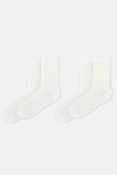 Dagi Weiße Damen – 2-teiliges Basic-Bambussocken-Set