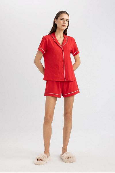 DeFacto Sada pyžama s krátkým rukávem Fall In Love Regular Fit B8679ax24sm