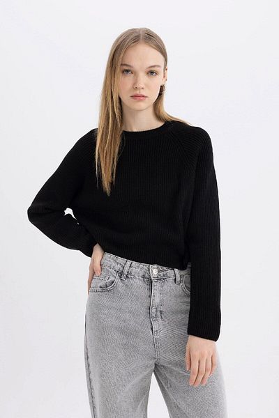 DeFacto Pulover Coool Regular Fit Crew Deck Basic Solid Tricot L2567az24wn