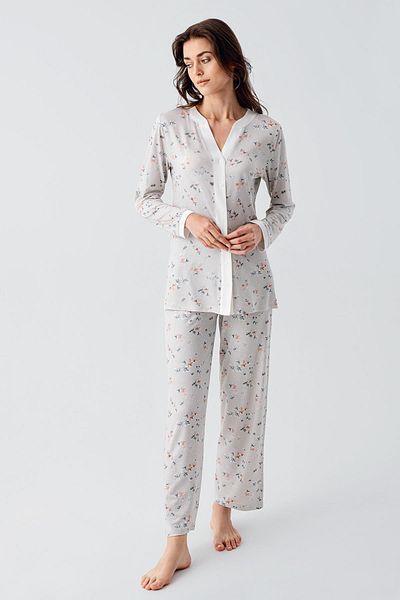 Artış Flexible Viscose - Long Sleeve Floral Patterned Pajama Set